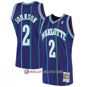 Maillot Charlotte Hornets Larry Johnson NO 2 Mitchell & Ness 1994-95 Volet