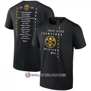 Maillot Manche Courte Denver Nuggets 2023 Western Conference Champions Crossover Team Roster Noir