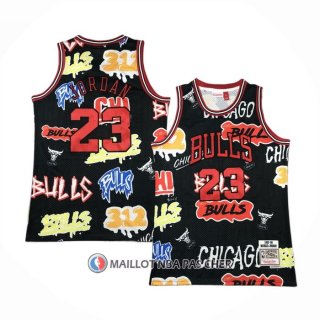 Maillot Chicago Bulls Michael Jordan Slap Sticker Mitchell & Ness 1997-98 Noir