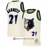Maillot Minnesota Timberwolves Kevin Garnett NO 21 Mitchell & Ness Chainstitch Creme