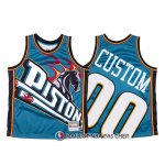 Maillot Detroit Pistons Personnalise Mitchell & Ness Big Face Bleu