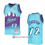 Maillot Utah Jazz John Stockton NO 12 Mitchell & Ness 1996-97 Bleu