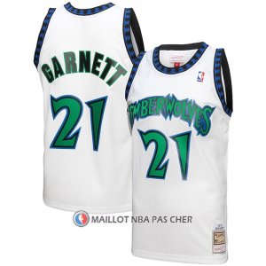 Maillot Minnesota Timberwolves Kevin Garnett NO 21 Mitchell & Ness 1997-98 Blanc