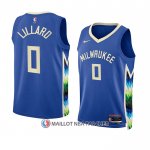 Maillot Enfant Milwaukee Bucks Damian Lillard NO 0 Ville 2022-23 Bleu