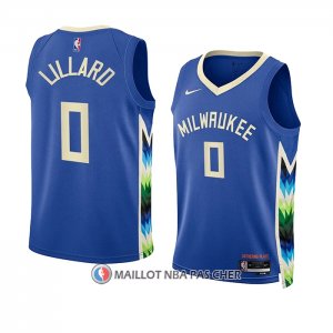 Maillot Enfant Milwaukee Bucks Damian Lillard NO 0 Ville 2022-23 Bleu