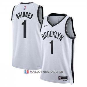 Maillot Brooklyn Nets Mikal Bridges NO 1 Association 2022-23 Blanc