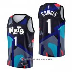 Maillot Brooklyn Nets Mikal Bridges NO 1 Ville 2023-24 Noir