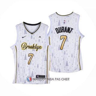 Maillot Brooklyn Nets Kevin Durant No 7 Christmas Blanc