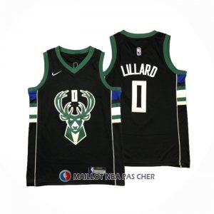 Maillot Enfant Milwaukee Bucks Damian Lillard NO 0 Statement 2018-19 Noir