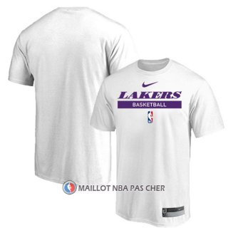 Maillot Manche Courte Los Angeles Lakers Practice Performance 2022-23 Blanc
