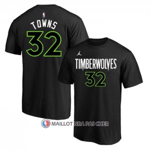 Maillot Manche Courte Minnesota Timberwolves Karl-Anthony Towns Statement Noir