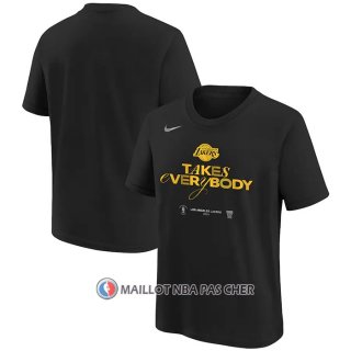 Maillot Manche Courte Los Angeles Lakers 2024 NBA Playoffs Mantra Noir