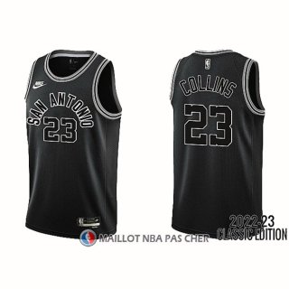 Maillot San Antonio Spurs Zach Collins NO 23 Classic 2022-23 Noir