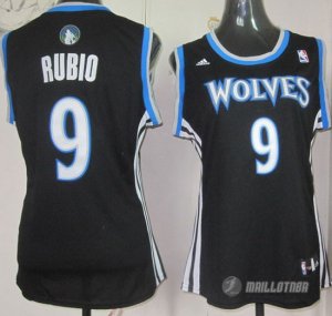 Maillot Femme de Rubio Minnesota Timberwolves #9 Noire