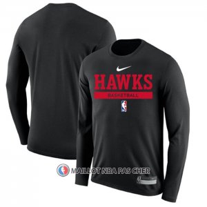 Maillot Manches Longues Atlanta Hawks Practice Performance 2022-23 Noir