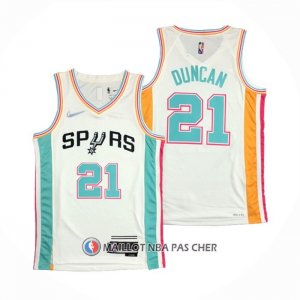 Maillot San Antonio Spurs Tim Duncan NO 21 Ville 2021-22 Blanc