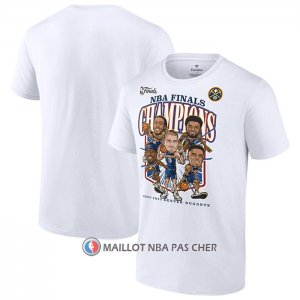 Maillot Manche Courte Denver Nuggets 2023 NBA Finals Champions Windmill team Caricature Blanc