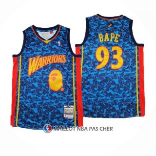 Maillot Golden State Warriors NO 93 Bape Mitchell & Ness 2009-10 Bleu