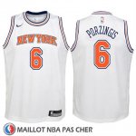 Maillot Enfant New York Knicks Kristaps Porzingis No 6 2017-18 Blanc