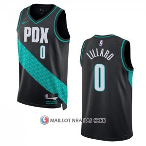 Maillot Portland Trail Blazers Damian Lillard NO 0 Ville 2022-23 Noir