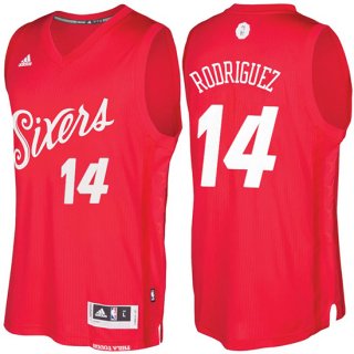 Maillot Navidad 2016 76ers Sergio Rodriguez 14 Rouge