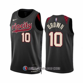 Maillot Portland Trail Blazers Moses Brown NO 10 Ville 2023-24 Noir