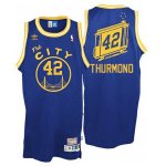 Maillot Retro City Bus Warriors Thurmond 42 Bleu