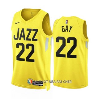 Maillot Utah Jazz Rudy Gay NO 22 Icon 2022-23 Jaune