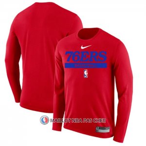 Maillot Manches Longues Philadelphia 76ers Practice Performance 2022-23 Rouge