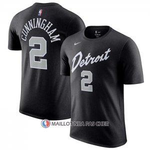 Maillot Manche Courte Detroit Pistons Cade Cunningham Ville 2023-24 Noir