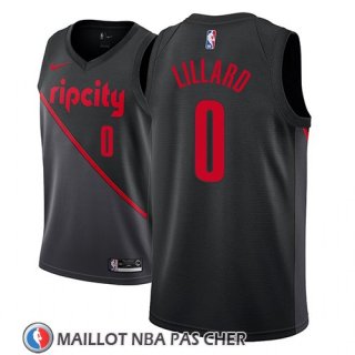 Maillot Portland Trail Blazers Damian Lillard No 0 Ciudad 2018-19 Noir