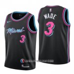 Maillot Enfant Miami Heat Dwyane Wade NO 3 Ville Noir