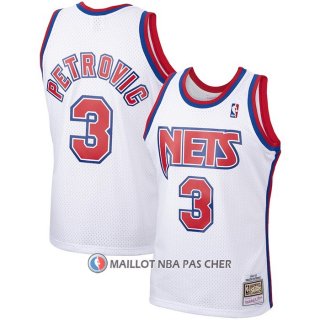 Maillot Brooklyn Nets Drazen Petrovic NO 3 Mitchell & Ness 1992-93 Blanc