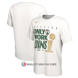 Maillot Manche Courte Boston Celtics 2024 NBA Finals Champions Celebration Parade Blanc