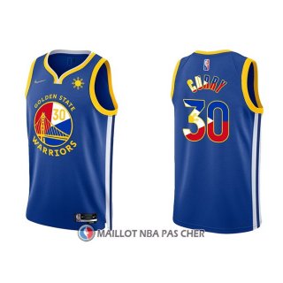 Maillot Golden State Warriors Stephen Curry NO 30 Filipino Bleu