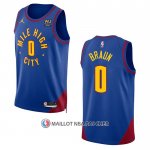Maillot Denver Nuggets Christian Braun NO 0 Statement 2022-23 Bleu