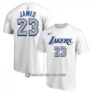 Maillot Manche Courte Los Angeles Lakers Lebron James Blanc