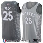 Maillot Minnesota Timberwolves Derrick Rose No 25 Ciudad 2018 Gris