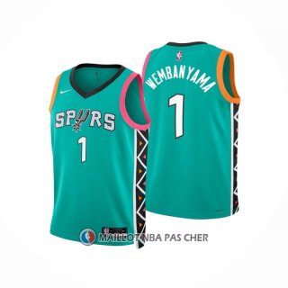 Maillot Enfant San Antonio Spurs Victor Wembanyama NO 1 Ville 2022-23 Vert