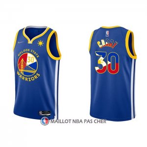 Maillot Golden State Warriors Stephen Curry NO 30 Filipino Bleu