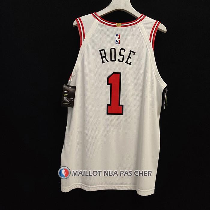 Maillot Chicago Bulls Derrick Rose NO 1 Association Authentique Blanc