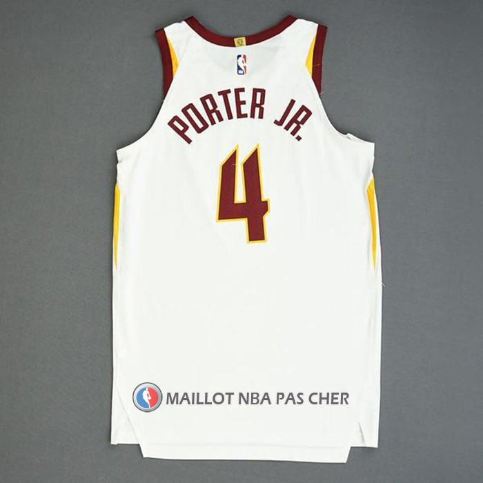 Maillot Cleveland Cavaliers Kevin Porter JR. NO 4 Association Authentique Blanc