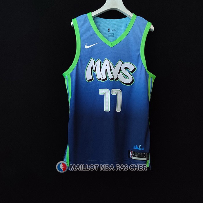 Maillot Dallas Mavericks Luka Doncic NO 77 Ville Authentique Bleu