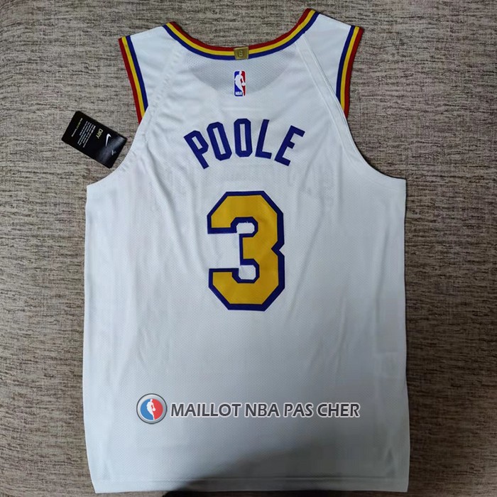 Maillot Golden State Warriors Jordan Poole NO 3 Classic Authentique Blanc