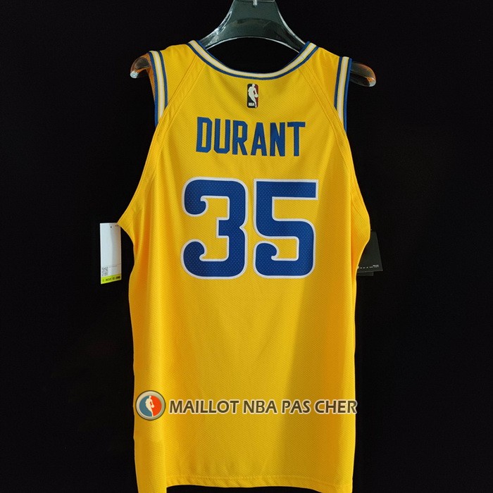Maillot Golden State Warriors Kevin Durant NO 35 Hardwood Classic Authentique Jaune