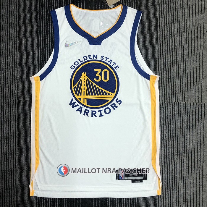 Maillot Golden State Warriors Stephen Curry NO 30 Association Authentique Blanc