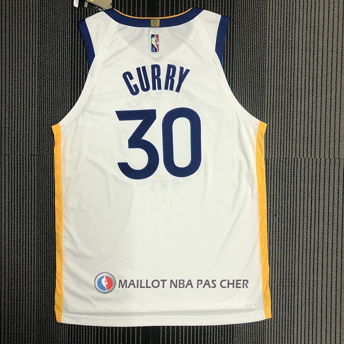 Maillot Golden State Warriors Stephen Curry NO 30 Association Authentique Blanc