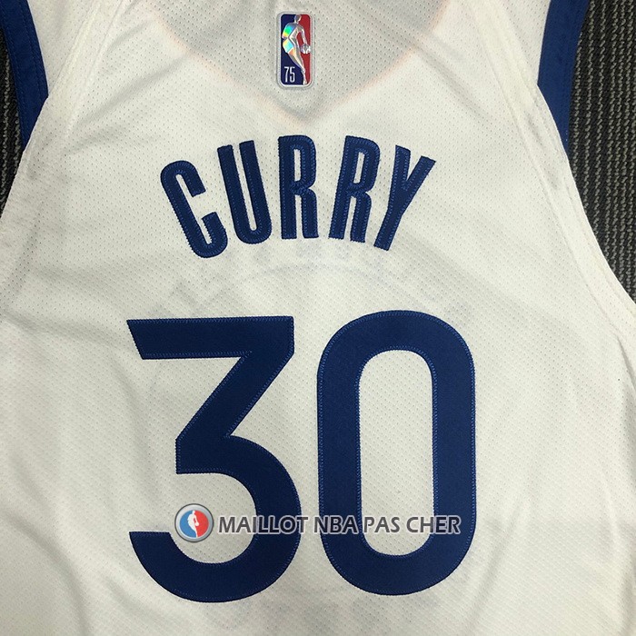 Maillot Golden State Warriors Stephen Curry NO 30 Association Authentique Blanc