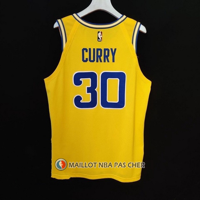 Maillot Golden State Warriors Stephen Curry NO 30 Hardwood Classic Authentique Jaune