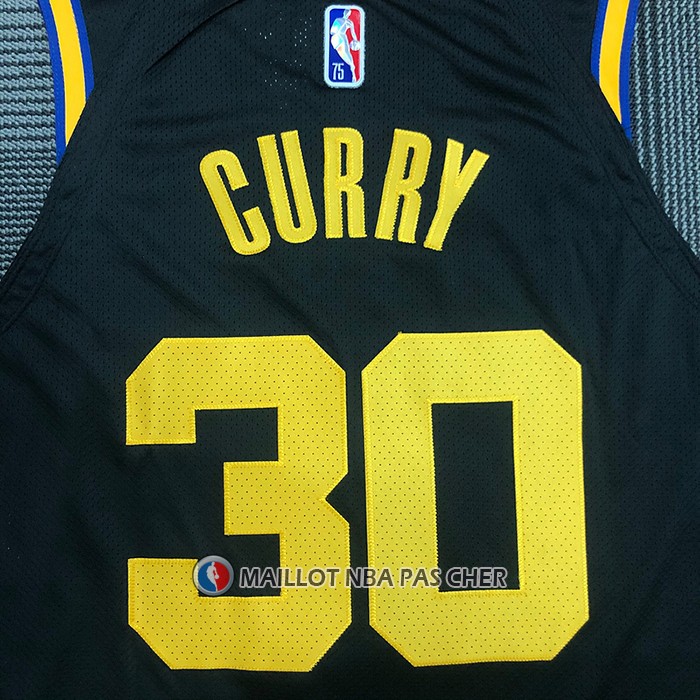 Maillot Golden State Warriors Stephen Curry NO 30 Ville 2021-22 Authentique Noir